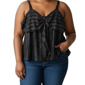 Lane Bryant Women's Size 26 Black Striped Tank Top